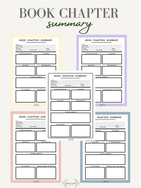 Download Chapter Book Summary Template 