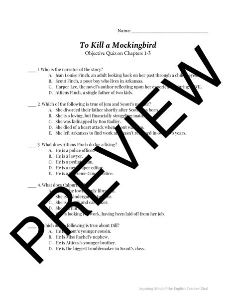 Download Chapter Quizzes For To Kill A Mockingbird 