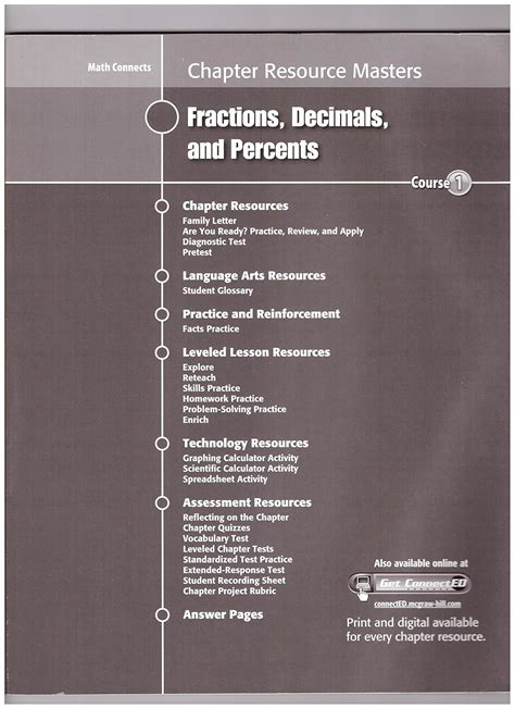 Read Online Chapter Resource Masters For Glencoe Math Connects Course 1 