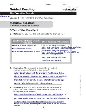 Full Download Chapter Summary Activity 8 The Presidency Key 