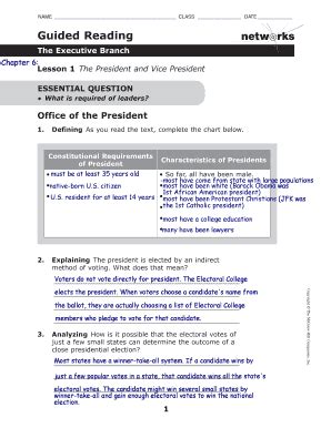 Read Online Chapter Summary Activity 8 The Presidency Key 