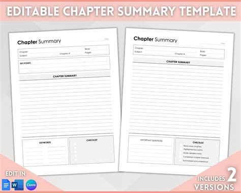Read Chapter Summary Outline Template Elementary 