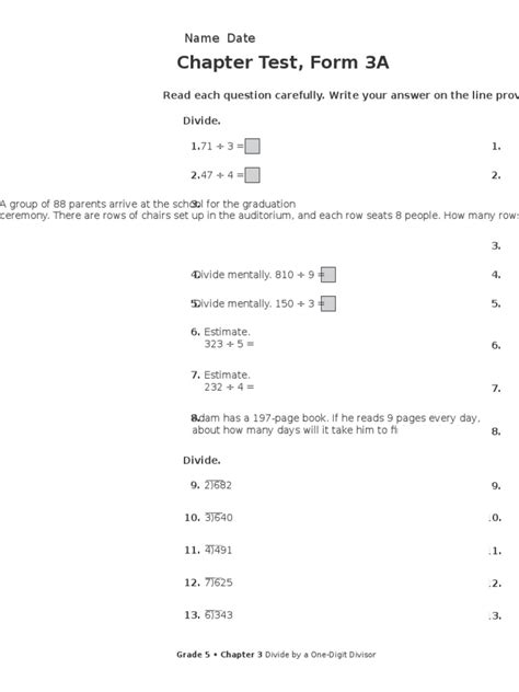 Read Chapter Test Form A 