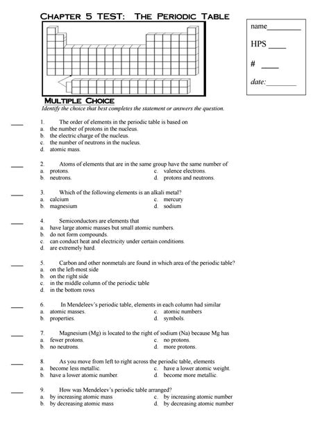 Full Download Chapter Test Periodic Table Answers 