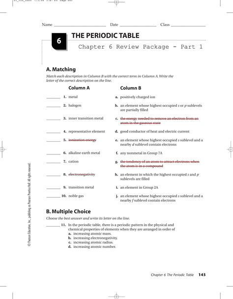 Download Chapter Test Periodic Table Answers 