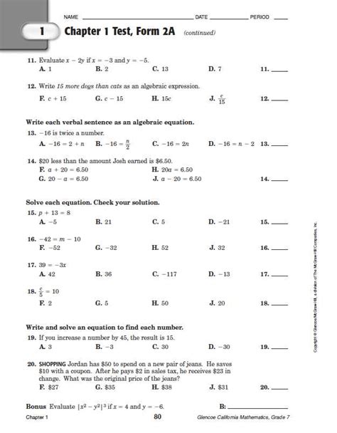 Download Chapter5 Test Algebra 1 Answers Mcdougal 