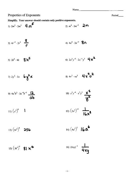 Read Chapter7 Test Algebra 1 Answers Exponents 