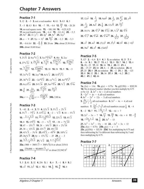 Chapters 7 Algebra 2 Cumulative Test Answers