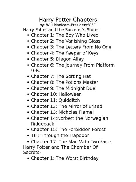 Chapters In Harry Potter