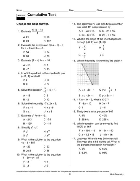 Download Chapters 6 Algebra 2 Cumulative Test Answers 