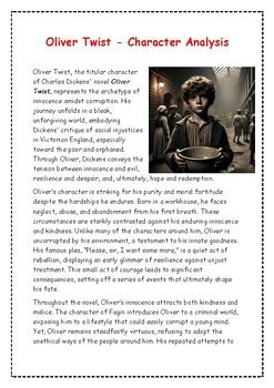 Character Analysis Oliver Twist