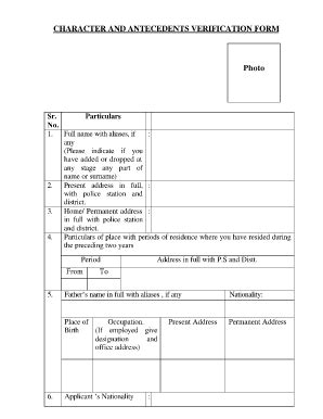 character and antecedents verification form photo