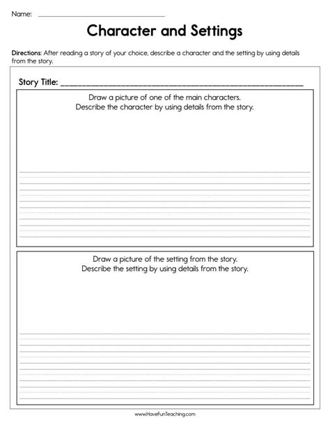Character And Setting Worksheets Worksheet First Grade Character Setting - Worksheet First Grade Character Setting
