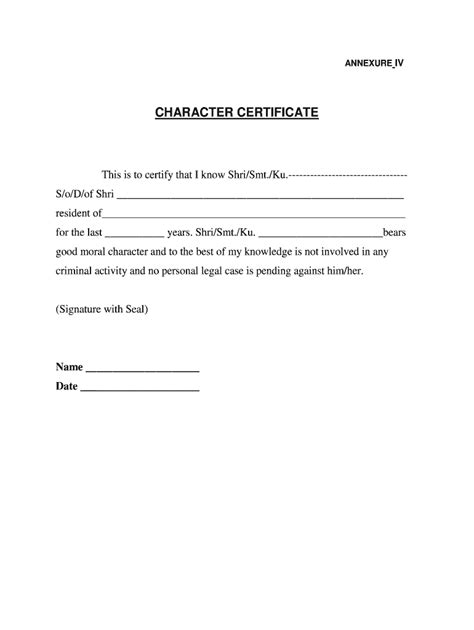 Character Certificate Format For Sarpanch