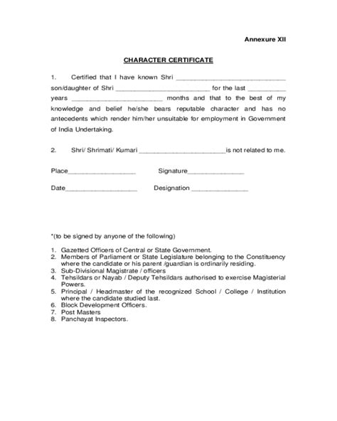 Character Certificate Letter Format From Company