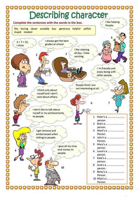 Character Description Worksheets English Worksheets Land Describe Characters Worksheet 1st Grade - Describe Characters Worksheet 1st Grade