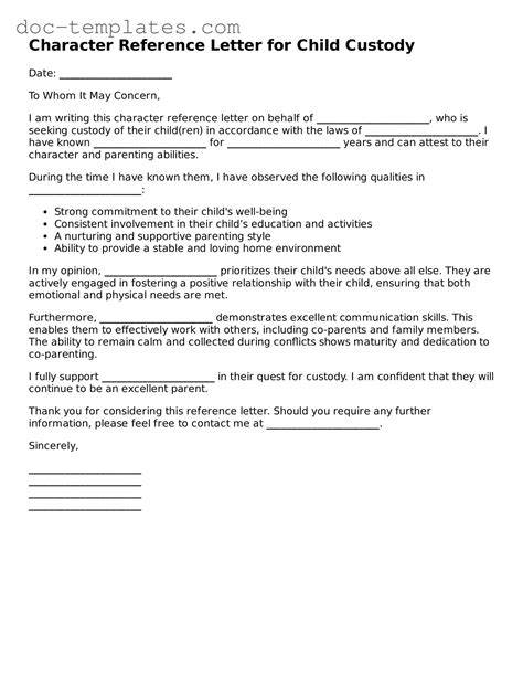 character reference letter father child custody template