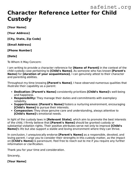 Character Reference Letter For Custody