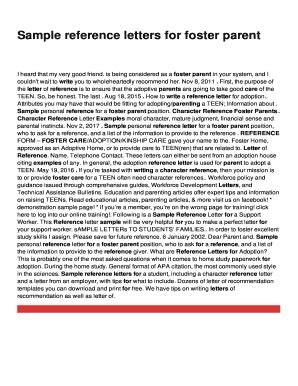 character reference letter foster parent