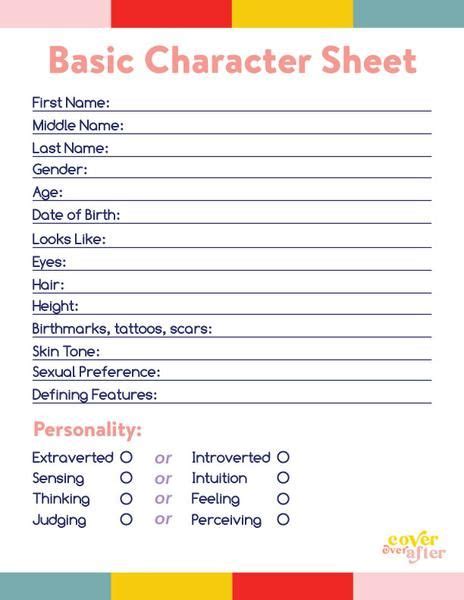 Character Sheet 8211 A Freebie 8211 Quill And Fiction Writing Character Sheet - Fiction Writing Character Sheet