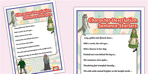 character trait sentence starters
