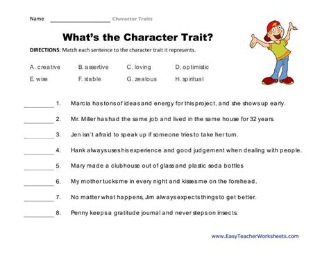 Character Traits Worksheets K5 Learning Characteristics Worksheet Fifth Grade - Characteristics Worksheet Fifth Grade