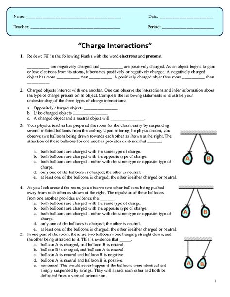 charge interactions answers
