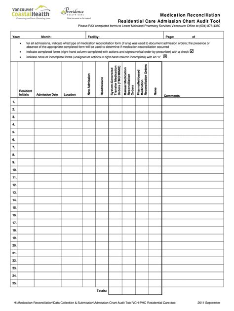 Chart Audit Tool Template Home Health