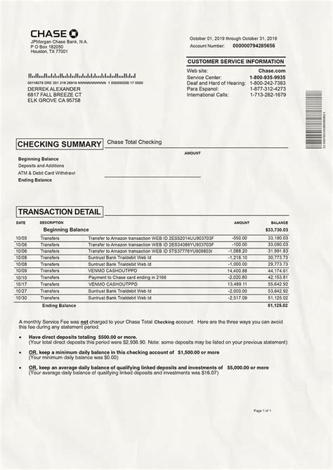 Chase Bank Statement