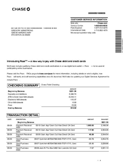 Chase Bank Statement Pdf