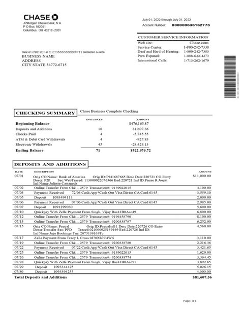 Read Chase Bank Statement Template Pdf 