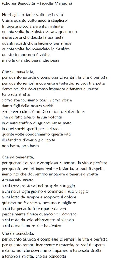 Che Sia Benedetta Testo