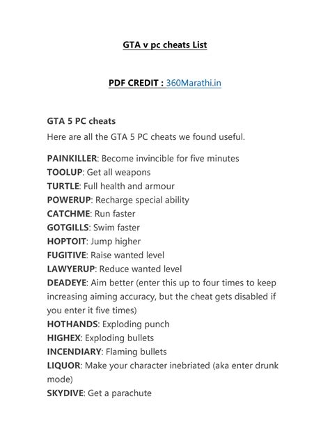 Cheat Codes For Gta V On Xbox One