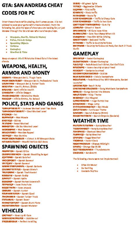 Cheat Gta San Andreas