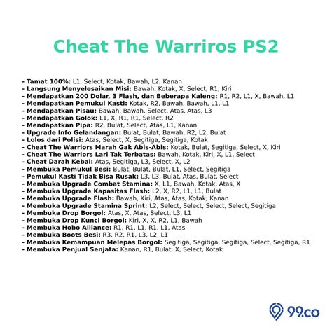 cheat the warriors ps2
