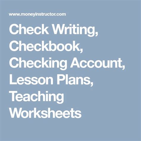Check Writing Checkbook Checking Account Lesson Plans Teaching Check Writing Practice For Students - Check Writing Practice For Students