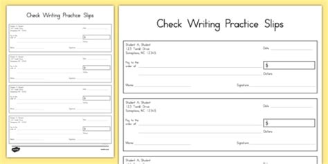 Check Writing Practice Slips Teacher Made Twinkl Check Writing Practice For Students - Check Writing Practice For Students