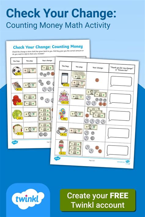 Check Your Change Counting Money Math Activity For Counting Change Worksheet - Counting Change Worksheet