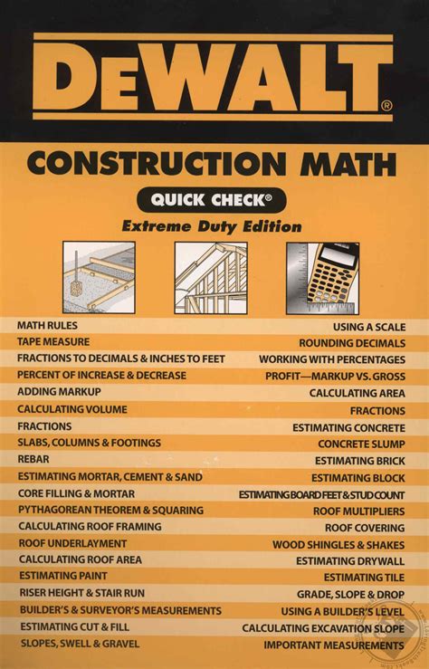 Check Your Construction Math With Dewaltu0027s Quick Reference Math Quick Check - Math Quick Check