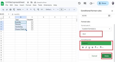checkbox formula google sheets