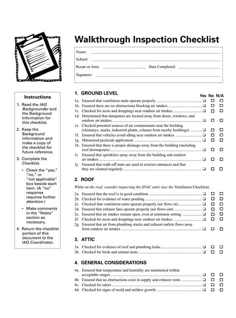 Checklist For Property Inspection Walkthrough