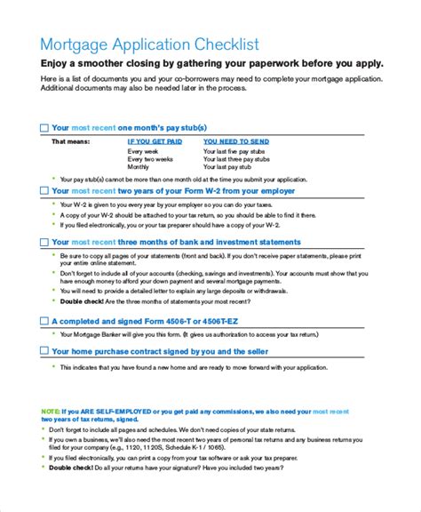 Download Checklist For Mortgage Application Documents 