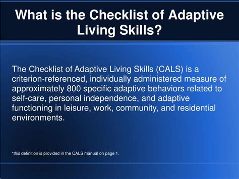 Read Online Checklist Of Adaptive Living Skills 