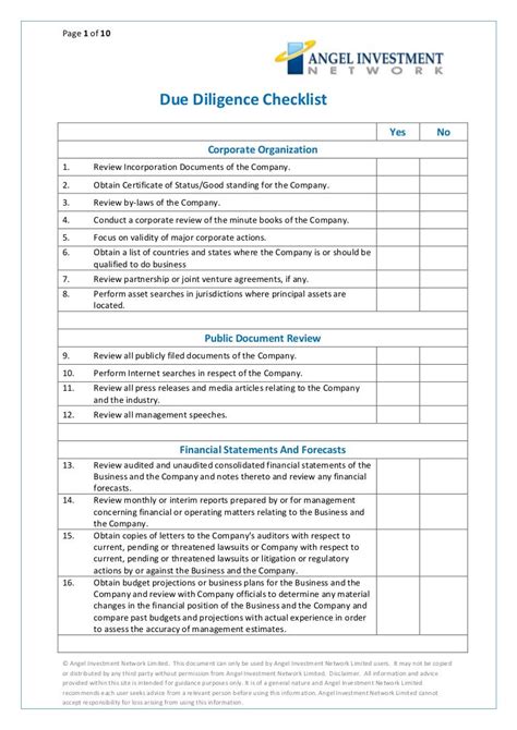 Full Download Checklists For Due Diligence 