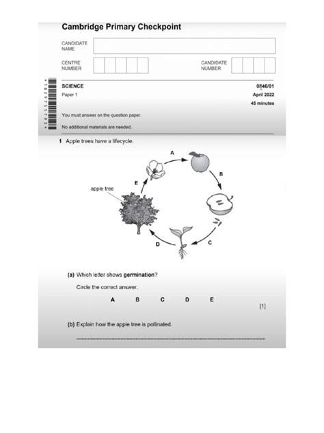 Checkpoint Science Test Paper