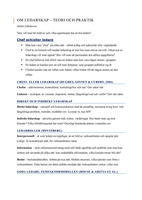 chef och ledarskap