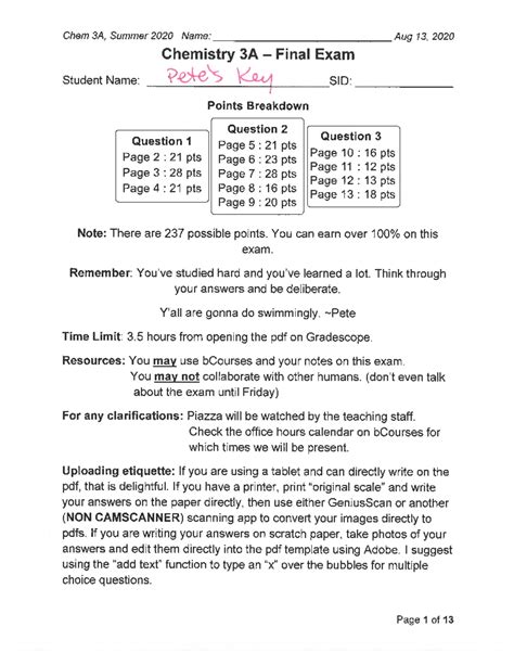 Chem 3a Final Exam