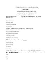 Chem Multiple Choice Coordination Complex
