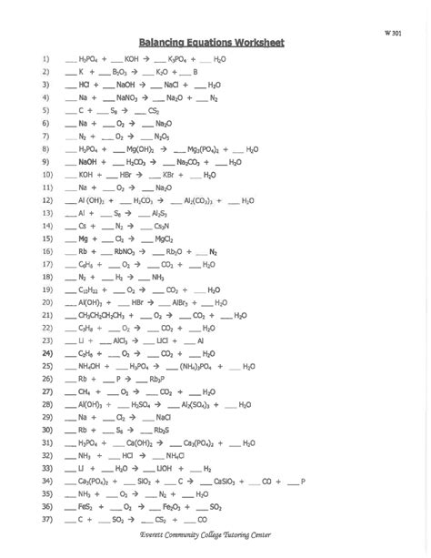 Chembalancer Answer Key