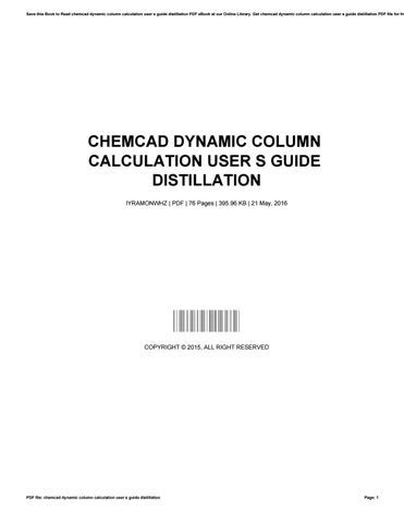 Download Chemcad Dynamic Column Calculation User S Guide Distillation 